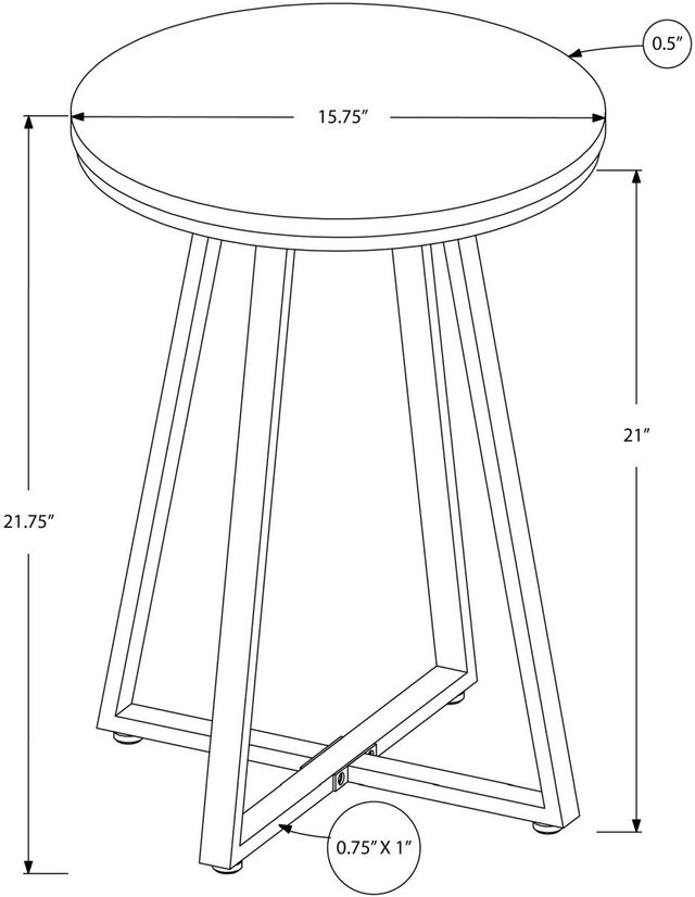 Monarch Specialties Inc. 22"H Grey Accent Table with Black Base -3