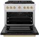 ZLINE Autograph Edition Paramount 36" Satin Stainless Steel Pro Style Gas Range with Black Matte Door and Champagne Bronze Accents-1