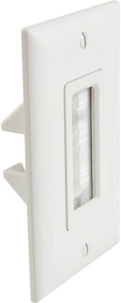 Sanus® White Cable Management Brush Wall Plate-2