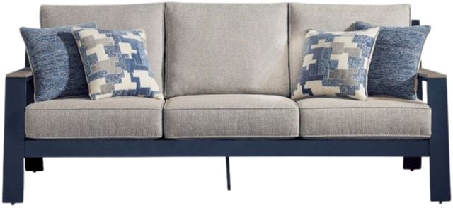 Signature Design by Ashley® Mabry Shores Driftwood/Navy Blue Aluminum/Fabric Outdoor Sofa-2