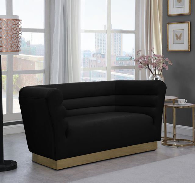 Meridian Furniture Bellini Black Velvet Loveseat-1