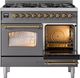 Ilve® Nostalgie II 40" Graphite Matte Pro Style Dual Fuel Range with Brass Trim-3