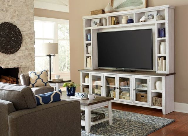 aspenhome® Eastport Drifted White 97" Console and Hutch-1