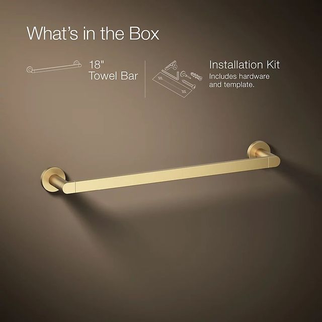 KOHLER® Composed® Vibrant Brushed Moderne Brass 18" Towel Bar-3
