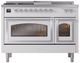 Ilve® Nostalgie II Noblesse 48'' White Pro Style Dual Fuel Range with Chrome Trim-1