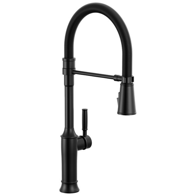 Delta Renaldi® Matte Black Single Handle Spring Kitchen Faucet-0