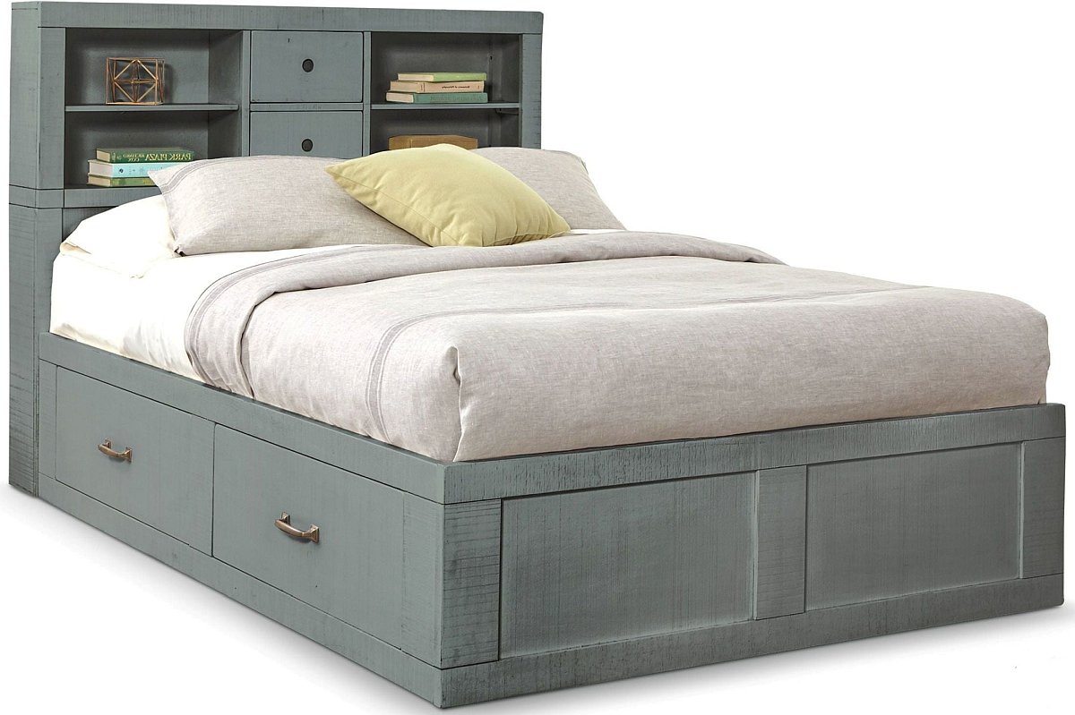 Sunny Designs Ranch House Little Boy Blue Full Captains Bookcase Storage Youth Bed Bob Mills Furniture