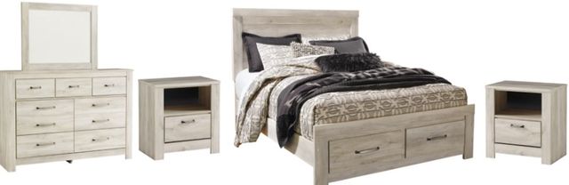 Signature Design by Ashley® Bellaby 5-Piece Whitewash Queen Storage Platform Bed Set-0