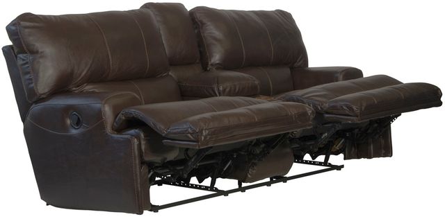 Catnapper® Wembley Chocolate Leather Lay Flat Reclining Console Loveseat-2