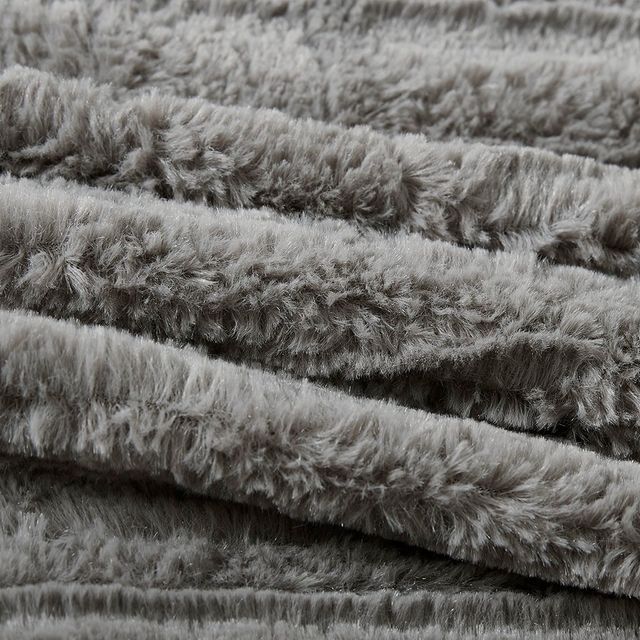 Olliix by Madison Park Arctic Grey Twin Fur Down Alternative Comforter Mini Set-2