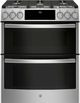 GE Profile™ 30" Stainless Steel Slide-In Front Control Gas Double Oven Convection Range-0