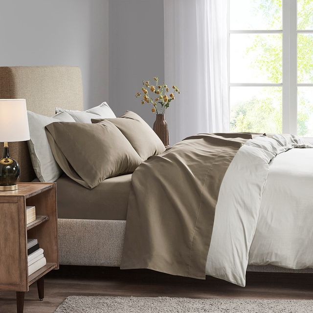 Olliix by Madison Park Brown Full 3M Microcell All Season Moisture Wicking Lightweight Sheet Set-3