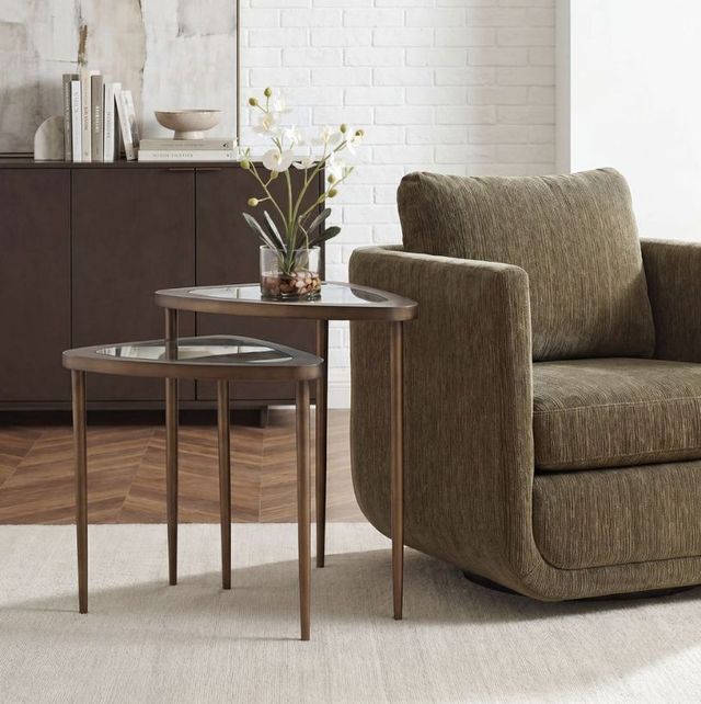 Uttermost® Millar 2-Piece Antique Brass Curved Nesting Tables-1