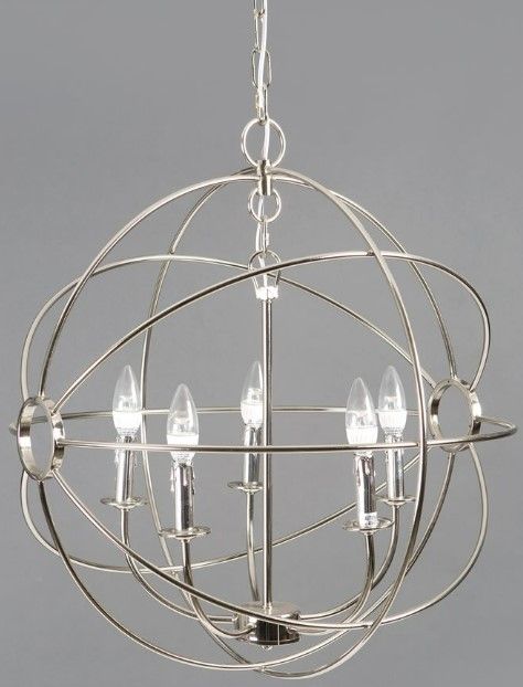 YHD Shooting Star Satin Nickel 5-Light Orb Chandelier-2