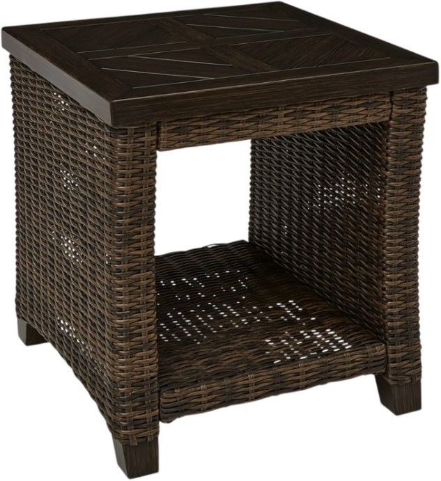 Signature Design by Ashley® Drakes Beach Dark Brown Aluminum Outdoor Square End Table-0