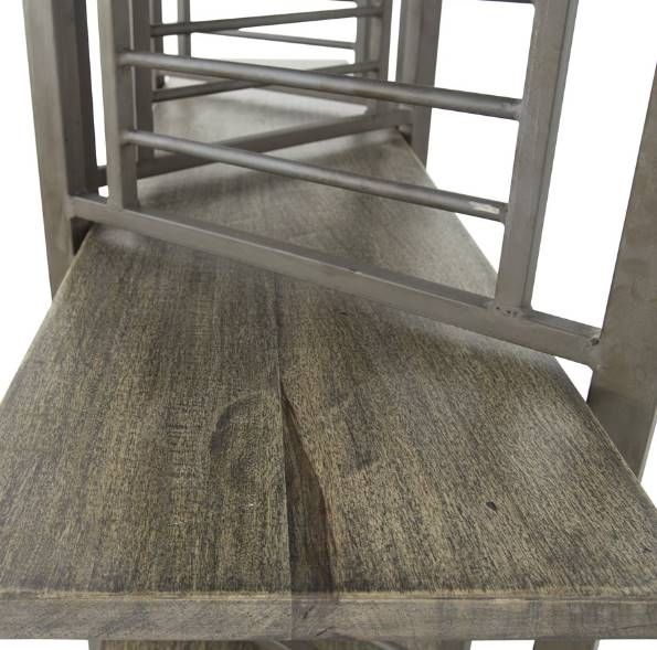 YHD Tobbaco Patina Floor Screen with Shelves-4