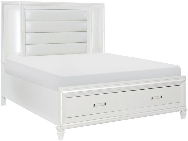 Homelegance® Tasmin 4-Piece White Metallic Queen Platform Bed Set-1