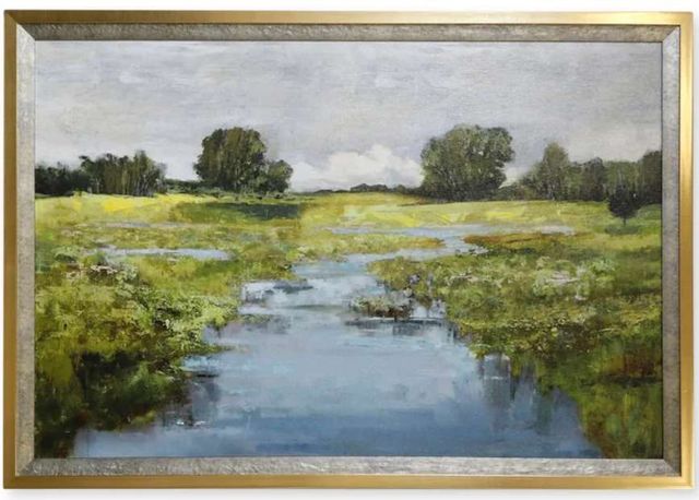 StyleCraft Waterway Meander Gold/Gray/Green/Light Blue Wall Art-0