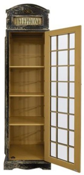 YHD Black Distressed Phone Booth Display Cabinet-3