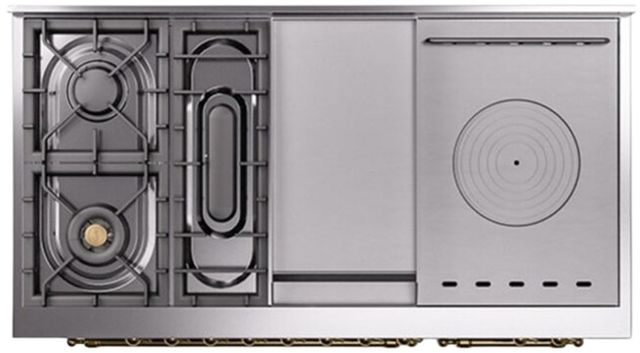 Ilve® Nostalgie II Series 48" Stainless Steel Pro Style Dual Fuel Range-3