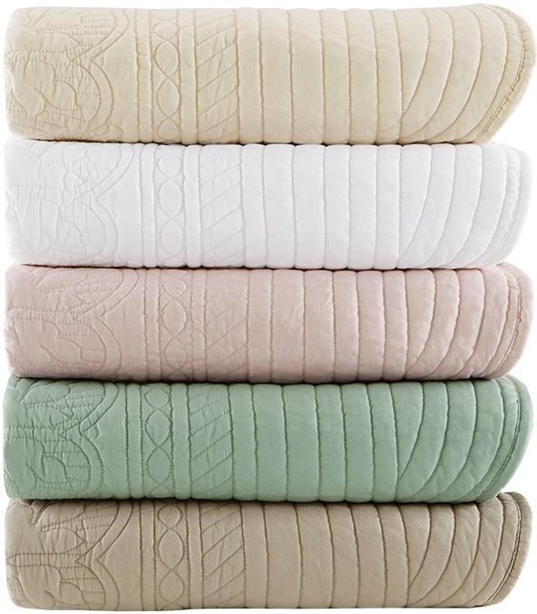 Olliix by Madison Park Tuscany Khaki Oversized Quilted Throw with Scalloped Edges-0