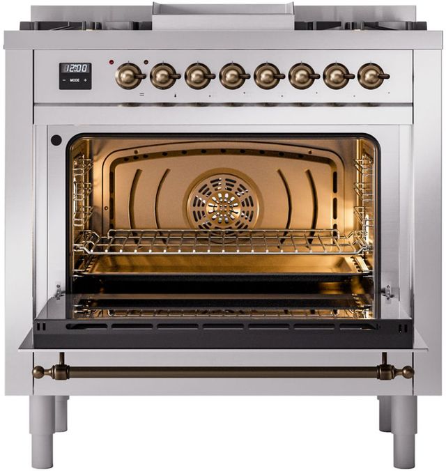 Ilve® Nostalgie II Series 36" Stainless Steel Pro Style Dual Fuel Range-2