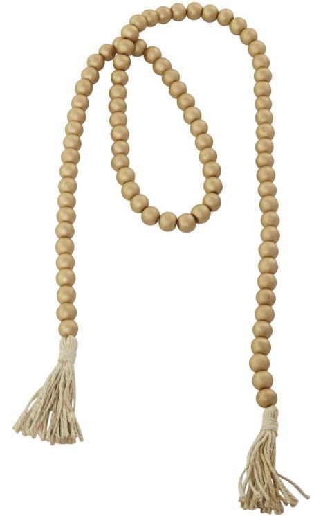 Deco Marche Gold Metallic Long Carved Beaded Garland with Tassel-1