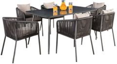 Furniture of America® Tushari 7-Piece Dark Gray/Light Gray Fabric/Metal Outdoor Dining Table Set