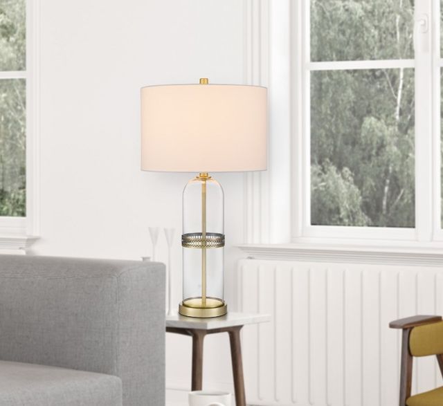 Cal® Lighting & Accessories Bullet Shaped 2-Piece Antique Brass Table Lamp Set-3