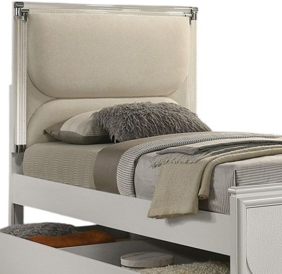 Furniture of America® Lareina Pearl White Twin Panel Bed-1
