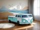 Furniture of America® Axel Teal Peace Bus Twin Bed-1