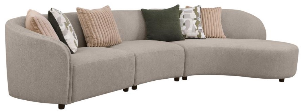 Coaster Fayette 3 piece Greige Upholstered Sectional Sofa