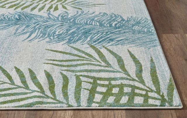 KAS Rugs Stella Ivory/Green Fauna 5'x8' Area Rug-2