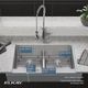 Elkay Crosstown® Polished Satin 35-7/8" x 20-1/4" x 9" Equal Double Bowl Farmhouse Sink Kit with Aqua Divide-3