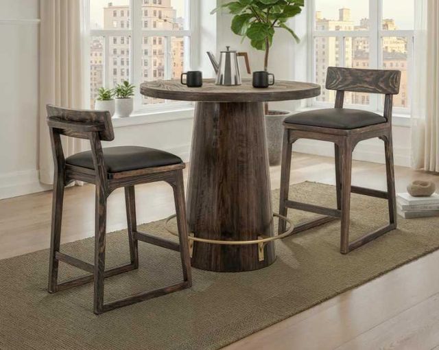 International Furniture Direct Balam Black/Stained Dark Upholstered Barstool-1