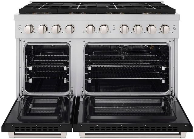 ZLINE Paramount Series 48" Stainless Steel Pro Style Gas Range with Black Matte Door-1