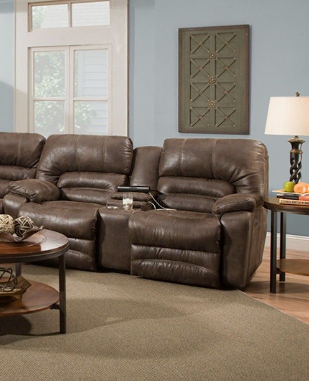 Franklin™ Legacy Ford Chocolate Manual Reclining Loveseat with Console-1
