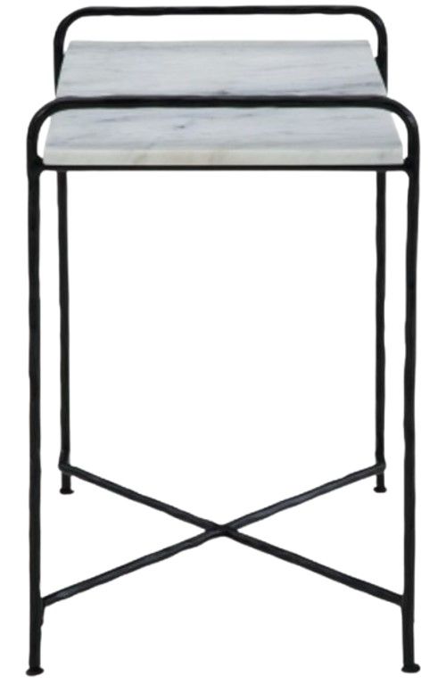 Signature Design by Ashley® Ashber White Marble Top Accent Table with Black Metal Base-2