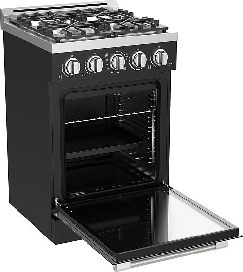 Unique® Appliances Classic Retro 24" Matte Black Slide-In Propane Gas Range-3