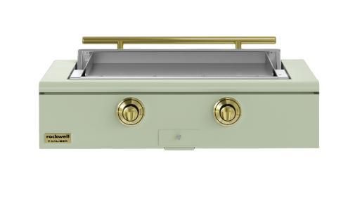 Caliber™ Rockwell Social 42" Sage Built-In Natural Gas Outdoor Griddle with Brass Hardware-0