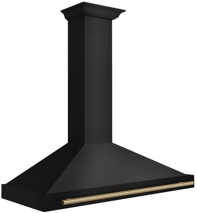 ZLINE Autograph Edition 48" Black Stainless Steel Wall Mounted Range Hood with Champagne Bronze Handle-2
