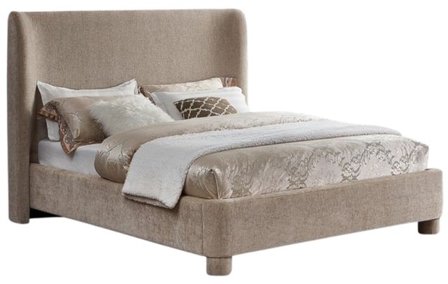 Meridian Furniture Penny Beige King Chenille Fabric Upholstered Panel Bed-0