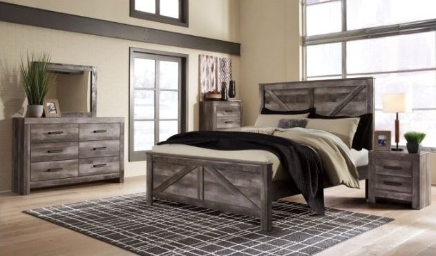 Signature Design by Ashley® Wynnlow 2-Piece Gray Queen Crossbuck Panel Bed Set-3