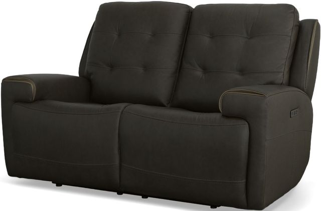 Flexsteel® Iris Charcoal Power Reclining Loveseat with Power Headrests-2