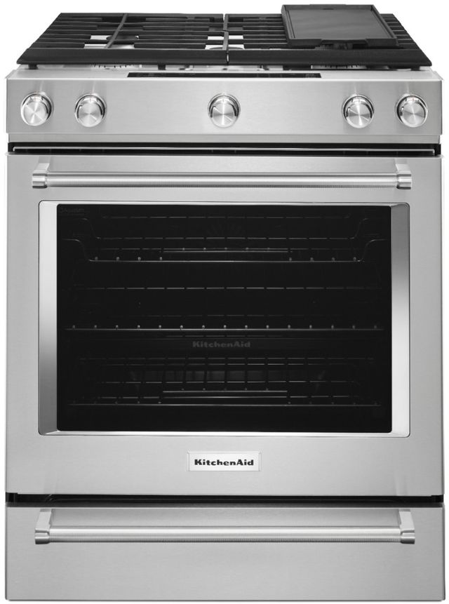 KitchenAid® 30" Stainless Steel Slide In Dual Fuel Range-8