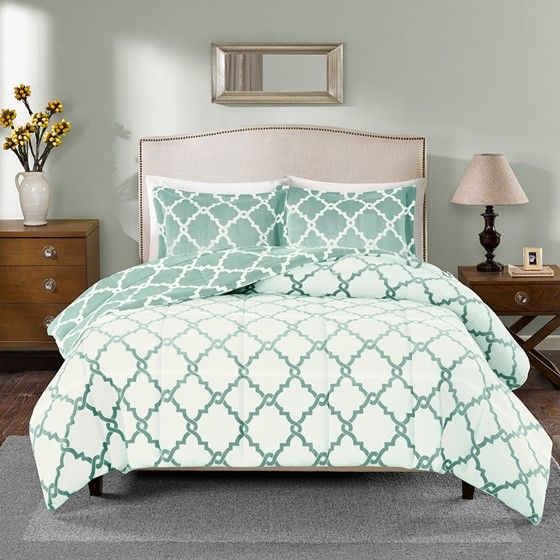 Olliix by True North by Sleep Philosophy Peyton Aqua Twin Reversible Plush Comforter Mini Set-2