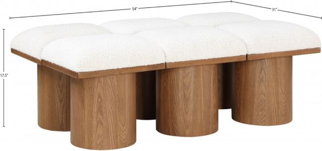 Meridian Furniture Pavilion 6-Piece Cream/Walnut 54" Modular Bench Set-3