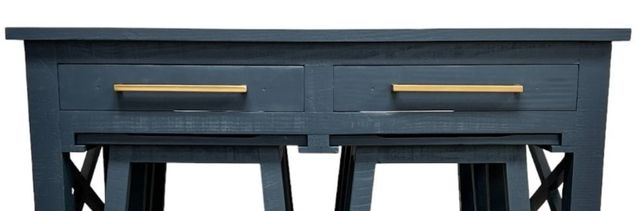 Million Dollar Rustic Teal Kitchen Island with Stool-2