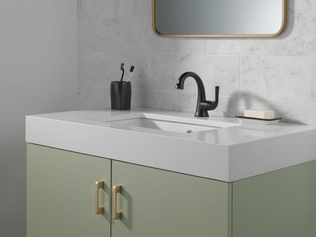 Delta Kayra® Matte Black Single Handle Bathroom Faucet-2