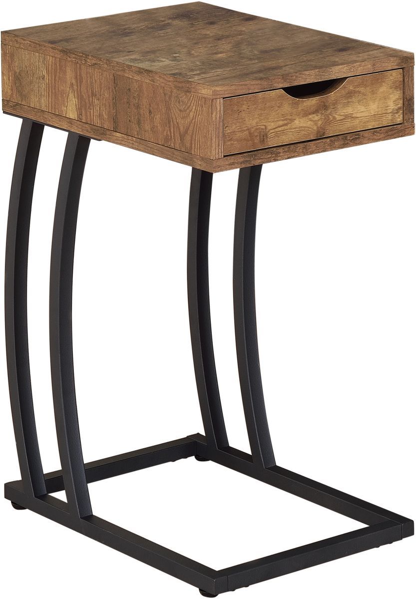 Coaster® Troy Antique Nutmeg Accent Chairside Table with Black Metal Base 